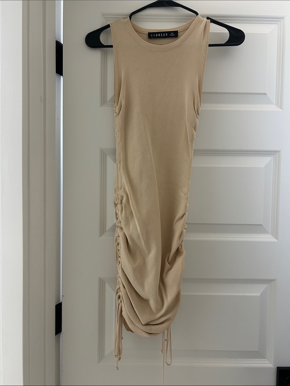 Lioness Sand Ruched Tank Midi Dress